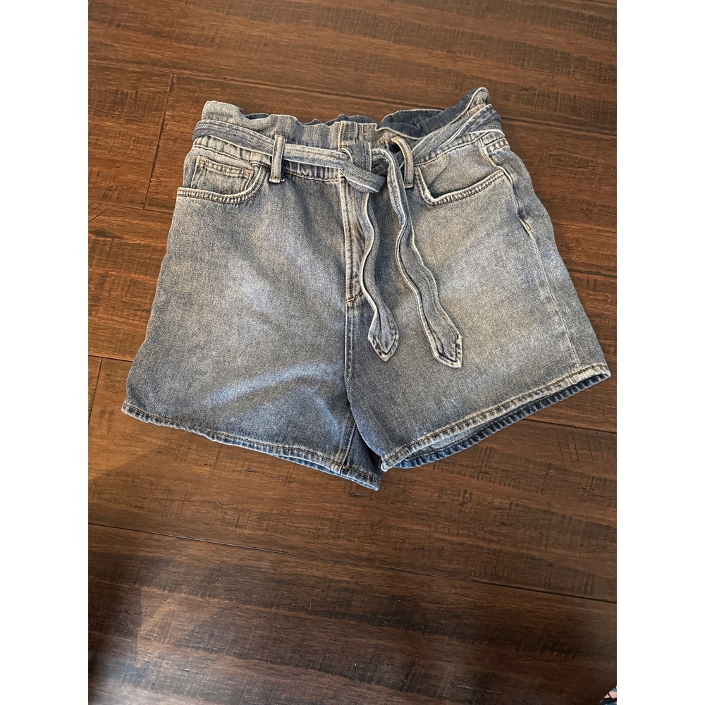 Joe's Jeans Paperbag Waist‎ Denim Shorts Medium Wash Blue Size 28 Tie Belt